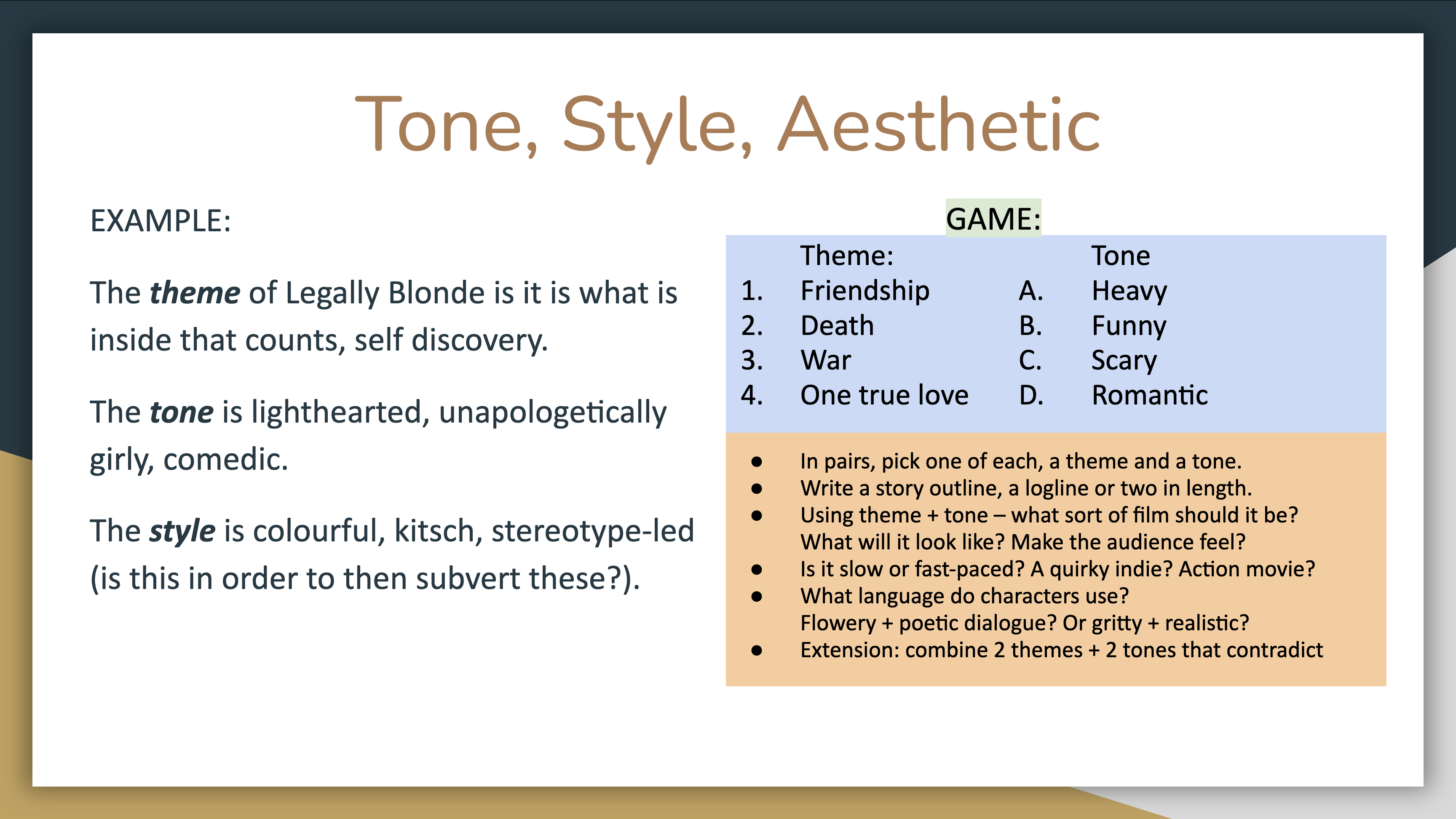 Tone and style